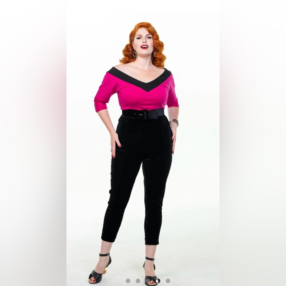 Unique Vintage Black Velvet Cigarette Pants